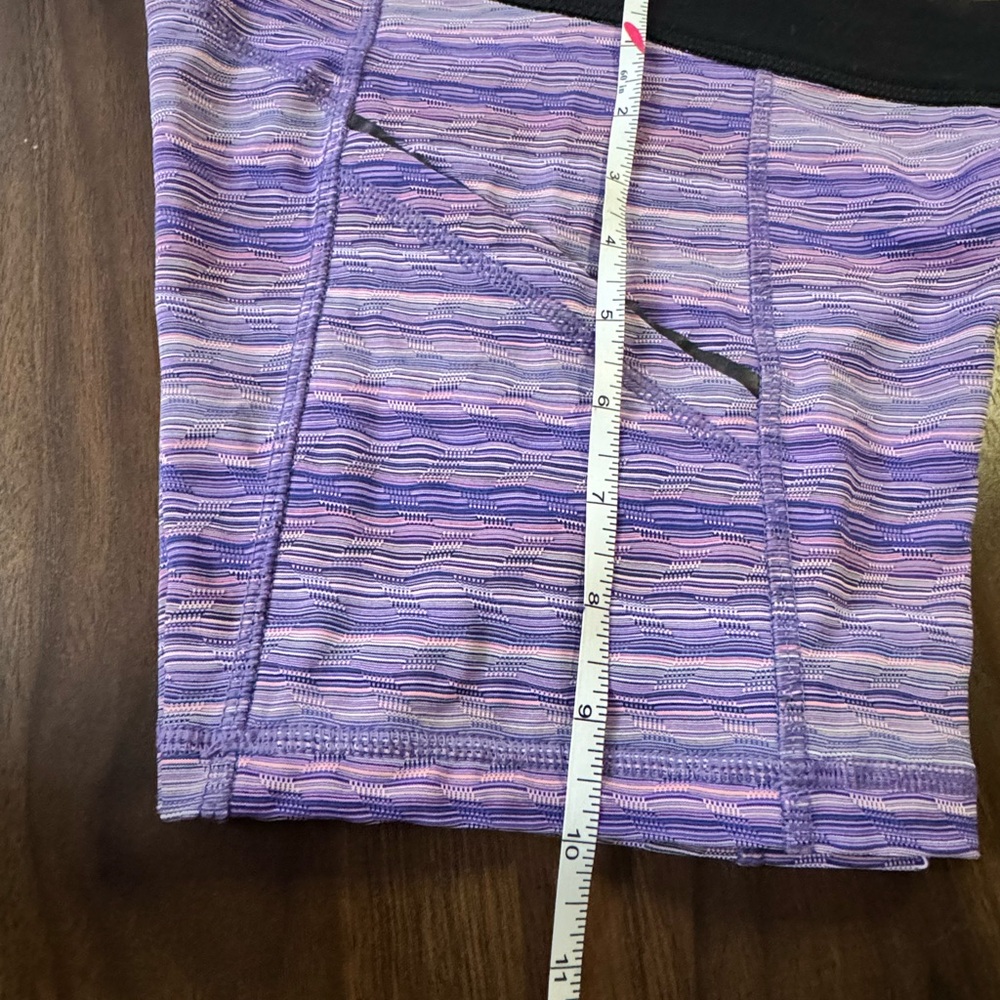 Girls Lululemon Purple Striped Athletic Shorts - Picture 10 of 11